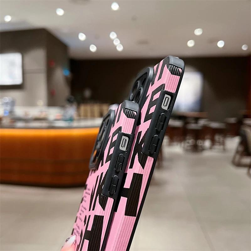 iPhone용 세련된 라벨 핑크 레터 케이스 